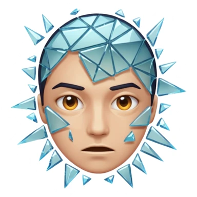 Face splitting into multiple expressions like shattered glass sticker