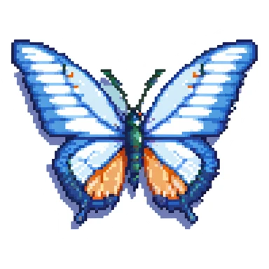 Blue butterfly with pixelated wings sticker