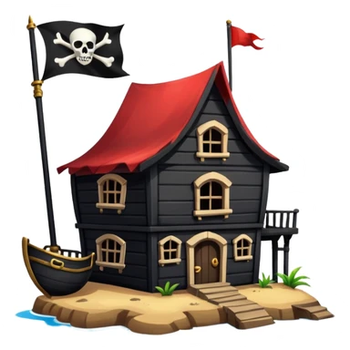 old pirate's house with skull flag sticker