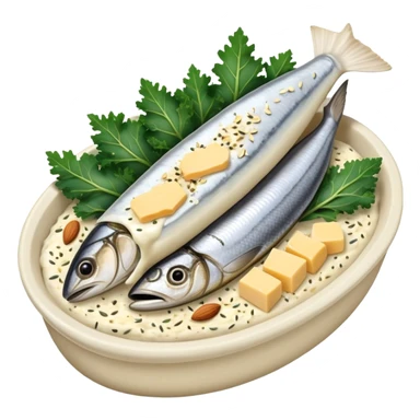 A glowing white bone surrounded by calcium-rich foods: sardines, yogurt, aged cheese, sesame seeds, almonds and kale sticker
