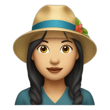 vietnam woman wearing hat sticker