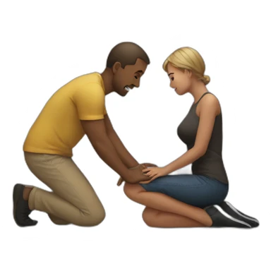 Man on knees facing woman sticker