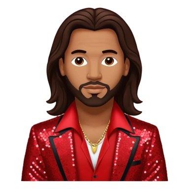 Kevin Thornton, R&B Singer (b. 1969) from Color Me Badd with long dark brown hair, red sequin outfit sticker