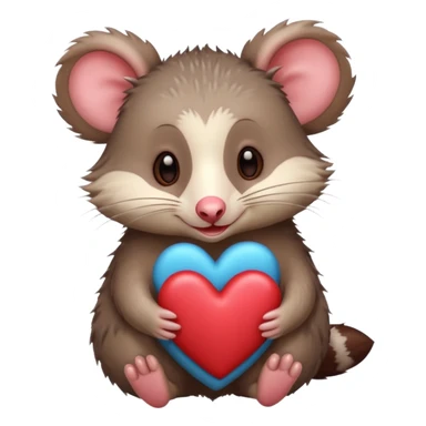 Opossum with hearts sticker