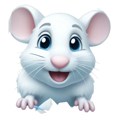 Cute cartoony white mouse frozen in block of ice sticker