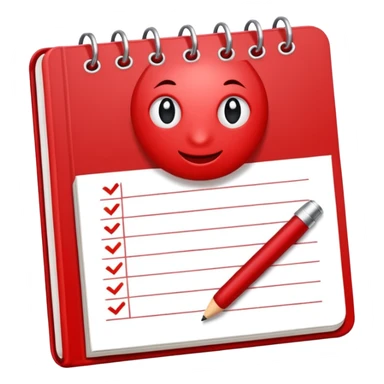 HAZ UN planificador de lista de objetivos en color vinotinto/rojo carmesí brillante, con hojas de cuaderno blancas (no agregues frutas ni nada de eso) https://imgproxy.attic.sh/insecure/f:png/plain/https://attic.sh/z0hvfdddapmiax935oa389bq0wzk sticker