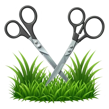  a pair of scisors cutting grass sticker