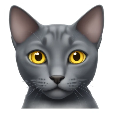 Gray russian blue cat with ears like bats have and sparkling yellow eyes sticker