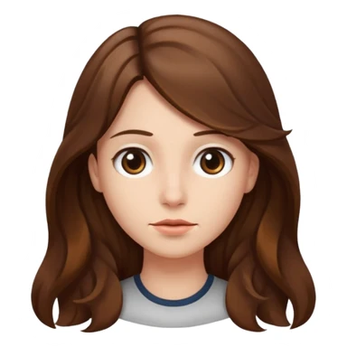 Head staring forward with straight face and long wavy brown hair  sticker