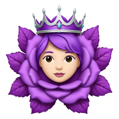 Purple rose with silver tiara and a purple emblem leaf wreath sticker