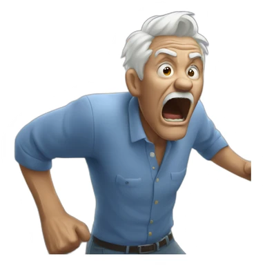 old man yelling at sky sticker