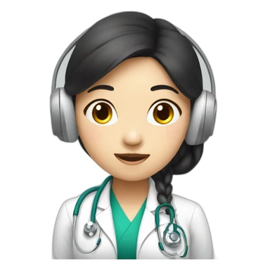 medical elegant asian girl student listening a song sticker