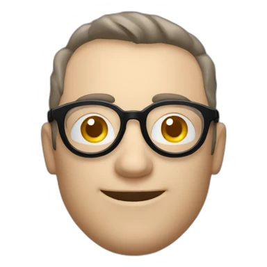 Viel homme blanc chauve avec lunettes rondes sans moustache visage rond sticker