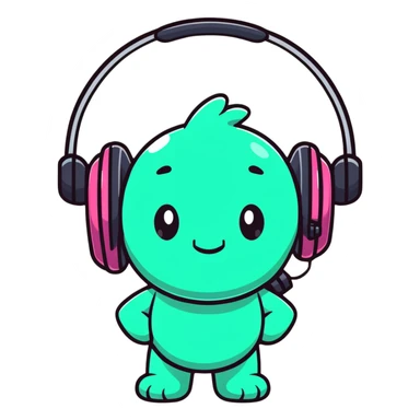 Sprunki character from Incredibox, fun cartoon mascot with big headphones sticker