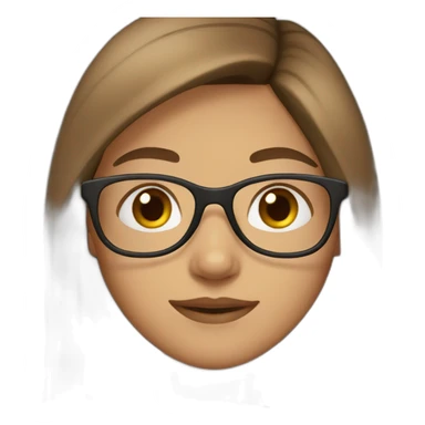 Girl with long, straight brown hair, brown eyes, glasses, light skin. sticker