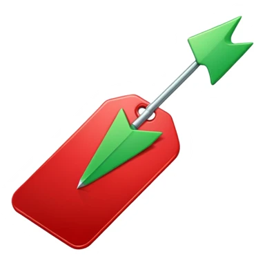 Tag vermelha com uma flecha pra cima verde sticker