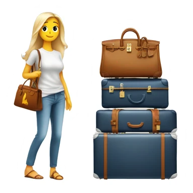 One Hermes Birkin bag stay on another a luxury baggage, like in An airport sticker