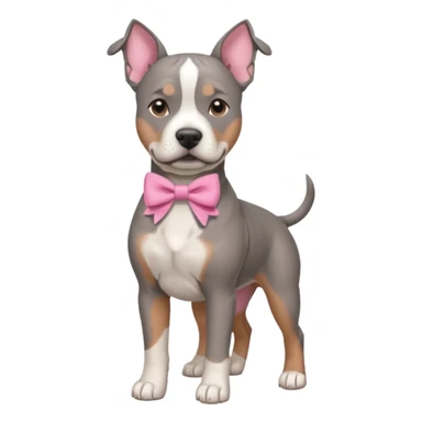 Grey amstaff with a pink bow sticker