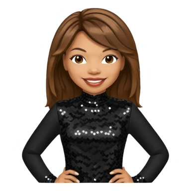 Tisha Campbell with long brown hair, black sequin outfit  sticker