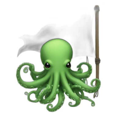 cute kraken hanging a black flag sticker
