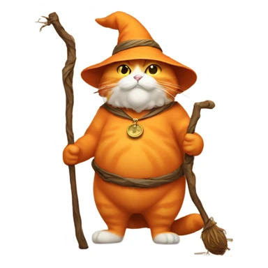 fat orange wizard cat with a stick sticker