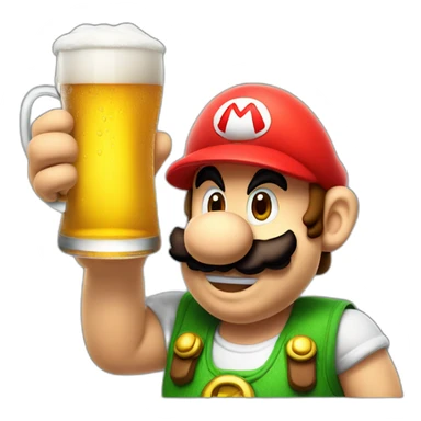 Mario Bross drinking a beer sticker