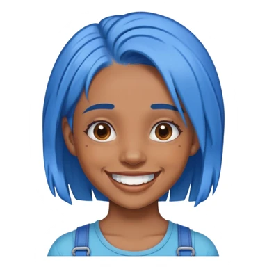 Brown skin girl with blue hair and braces  sticker