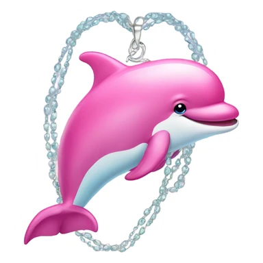 Pink dolphin wearing a necklace sticker