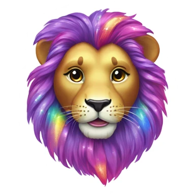 Lisa frank lion with glitter rainbow mane sticker