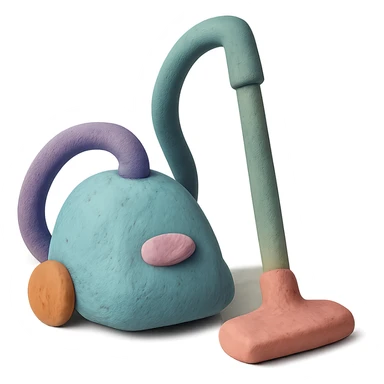 vacuum cleaner in claymation style with pastel colors and visible fingerprints sticker