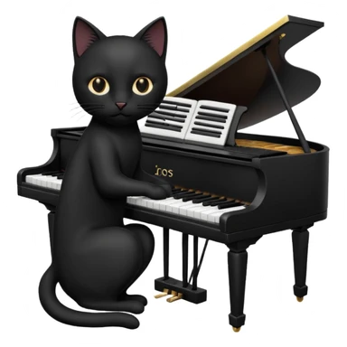 chat de couleur noir  qui joue du piano sticker