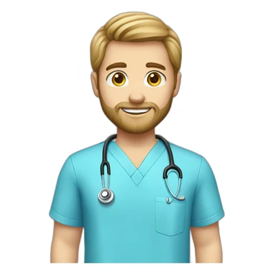 male dark blond with beard doctor in baby blue scrubs sticker