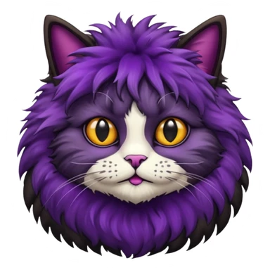 Hairy cat with aubergine sticker