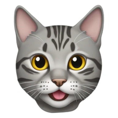 a Scottish outspoken grey tabby cat with a tongue sticking out of its mouth halfway sticker