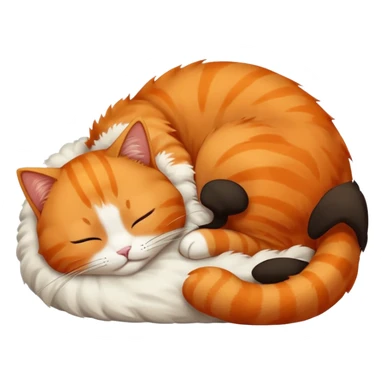 Curled Sleeping Cat orange sticker