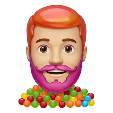guy with beard made out of candy sticker