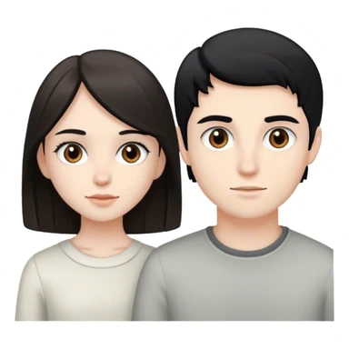 pale brunette girl with brown eyes and pale boy with black hair and grey eyes sticker
