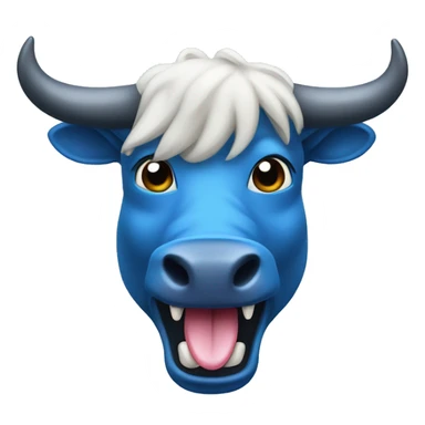 Blue bull head with sticking out tongue sticker
