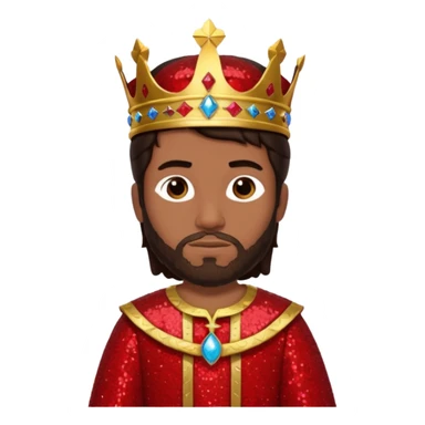 King Solomon from The Bible with dark brown hair,  red sequin outfit sticker