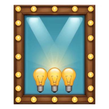 Theater mirror in wood with light bulbs sticker