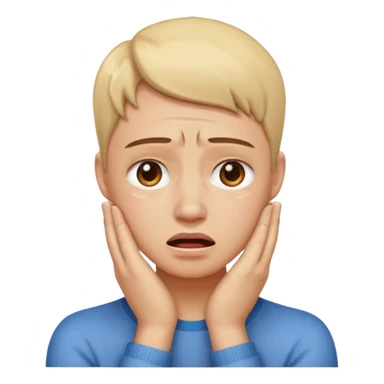 Crying face with hands on neck sticker