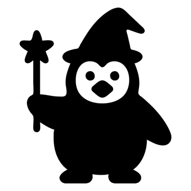 A penguin wizard in solid style sticker