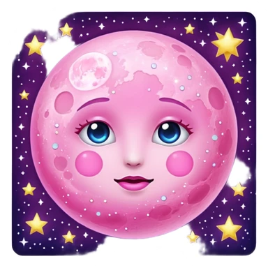 Pink sparkly moon sticker