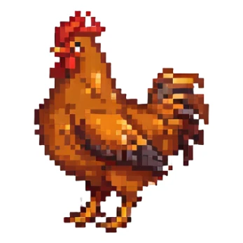 pixel art of a chicken with lava on its back sticker