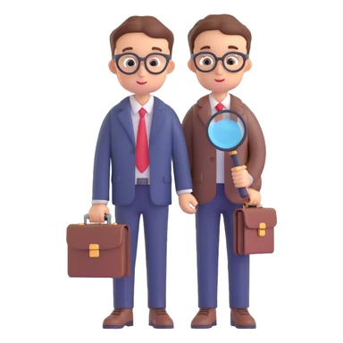 schoolboy with a briefcase and a magnifying glass sticker