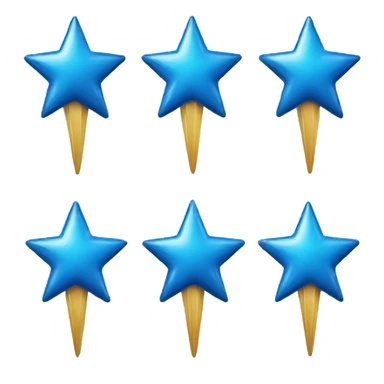 3 blue shinning stars with 4 pointy ends each sticker
