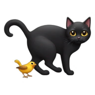 black cat holding little bird sticker