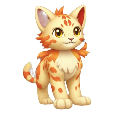 Red orange yellow Fire type lynx-Pokémon Full Body sticker