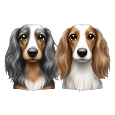 Tri Merle long haired Dachshunds together sticker