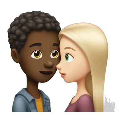 An African-American boy kissing a girl has white skin and straight hair sticker